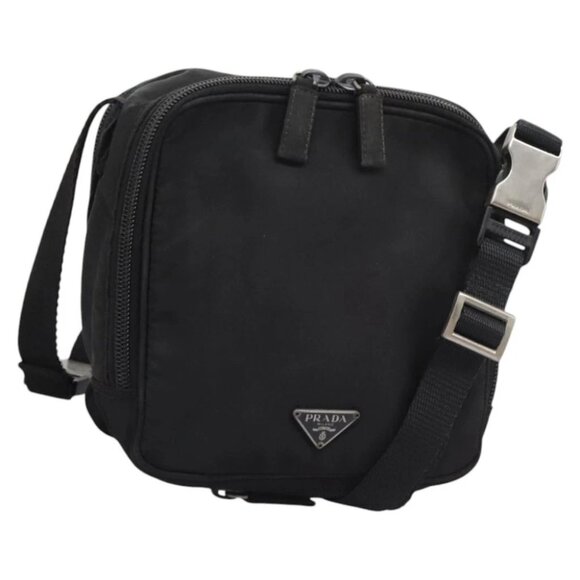 PRADA Shoulder Bag Nylon Black Auth 114700 - Picture 1 of 16